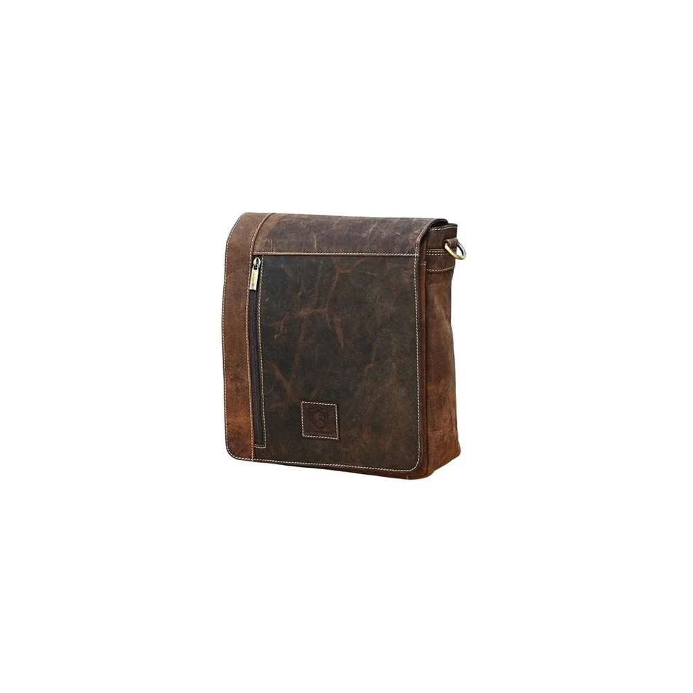 Urban Dezire Brown Distressed Leather Messenger Bag Crossbody‎